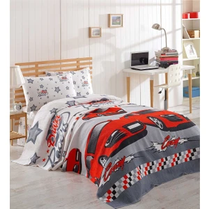Enlora Home Baskılı Pike Takımı Tek Kişilik Crazy Kırmızı