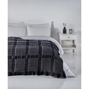 Waffle Yatak Örtüsü Çift Kişilik Siyah 230x250