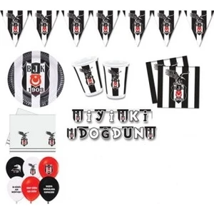 Beşiktaş 8 Kişilik 7 Parça Doğum Günü Set Mini Siyah Beyaz