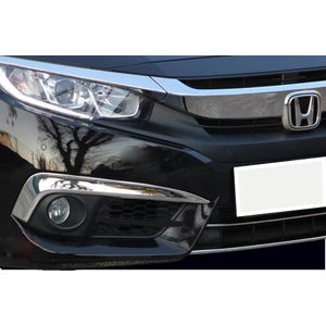 Honda Civic 10 Sis Farı Kaşı 2 Parça Paslanmaz Çelik 2016-2019