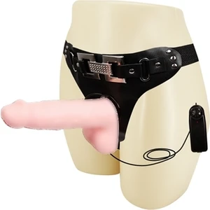 İçi Dolu 17 cm Titreşimli Belden Bağlamalı Protez Realistik Penis