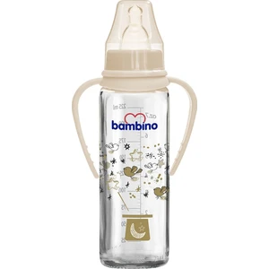 Kulplu Cam Biberon 225 ml Krem Şapka