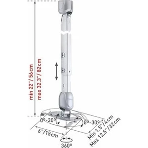 91 56-81cm 360˚ Çelik Konstrüksiyon Projeksiyon Tavan Aparatı