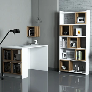 Variant Box Çalışma Masası Ve Kitaplık Takımı Beyaz Ceviz