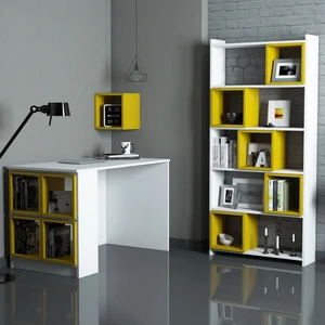Variant Box Çalışma Masası Ve Kitaplık Takımı Beyaz Sarı