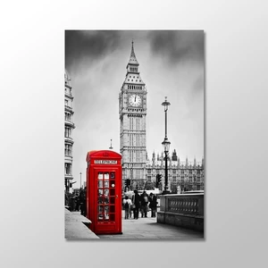 Tek Tablo Kırmızı Telefon Kulübesi Londra, İngiltere Kanvas Tablo