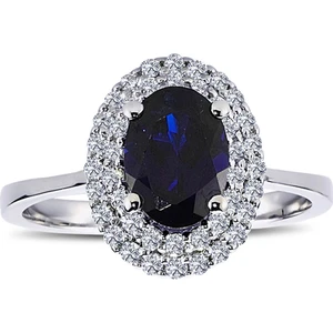 Lova Pırlantalı Oval Safir Anturaj Yüzük 1020239