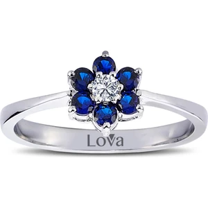 Lova Pırlantalı Safir Papatya Yüzük 1020246