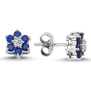 Lova Pırlantalı Safir Papatya Küpe 3020005