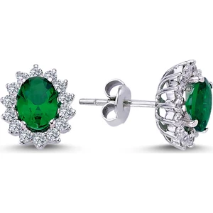 Lova Pırlantalı Oval Zümrüt Anturaj Küpe 3050003
