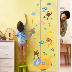 Cosy Home Gift Çocuk Odası Grafik Boy Ölçer Tablo Deniz Altı Hayvanları Animasyon