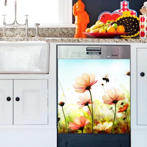 Tilki Dünyası Renkli Çiçekler Bulaşık Makinası Kapak Stickerı
