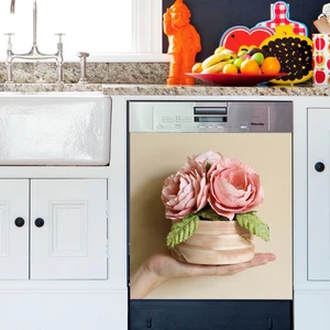 Tilki Dünyası Pembe Tutku Bulaşık Makinası Kapak Stickerı