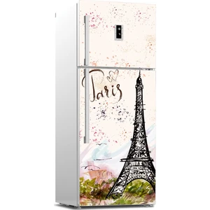Tilki Dünyası Paris Desenli Buzdolabı Kapağı Kaplama Sticker 0140