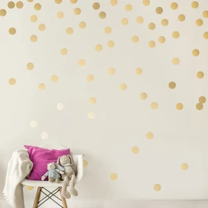 Gold Yuvarlak Polka Dots Dekoratif Duvar Stickerları 3CM 200 Adet Altın Sarısı Çocuk Odası Anaokulu Dekorasyon Stickerı Sarı Renk Sticker