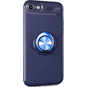 Apple iPhone 8 Plus Kılıf Ultra Korumalı Yüzüklü Ravel Silikon + Cam Ekran Koruyucu