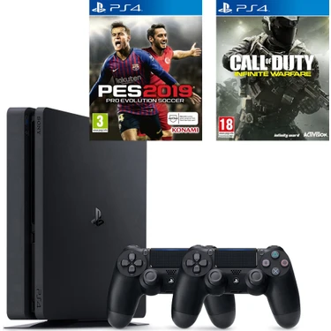 Sony PS4 Slim 500Gb Oyun Konsolu + 2. PS4 Kol + PS4 Pes 19 + PS4 Call Of