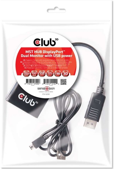 Club 3D Çoklu Nakil Hub Dp Port 1.2 Çift Monitör CSV-6200