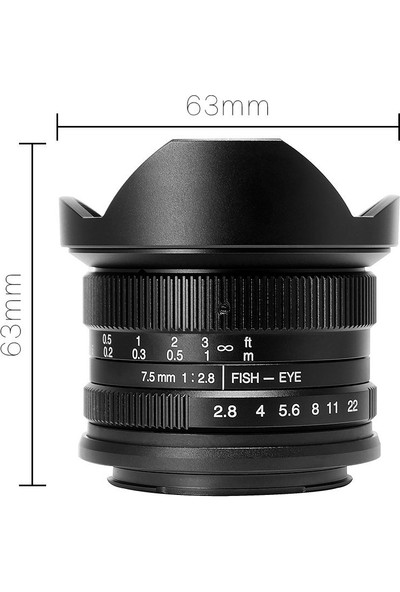 7artisans Objektif 7artisans 7.5mm F2.8 Fisheye Fixed Lens Sony uyumlu