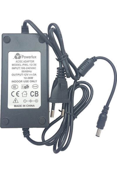 Powerlux 12 Volt 3 Amper Masa Tip Adaptör