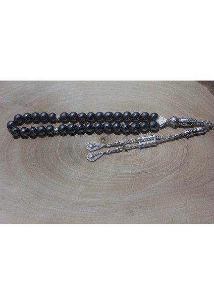 Çift Püskül Damla Uçlu Küre Kesim 8 mm Hematit Tespih Tesbih Rdt1237