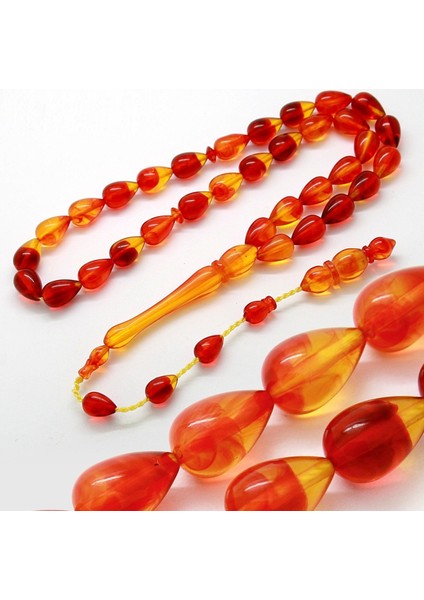 Damla Kesim Polonya Kehribar Tesbih - Turuncu - Sarı fiyatları