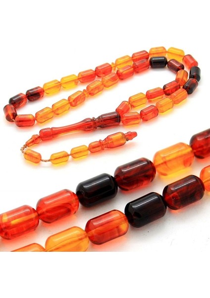 Kapsül Kesim Polonya Kehribar Tesbih - Turuncu - Siyah fiyatları