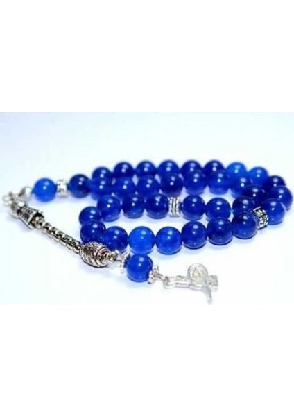 Kişiye Özel Mavi Akik Taşı Tesbih Küre Kesim Tespih