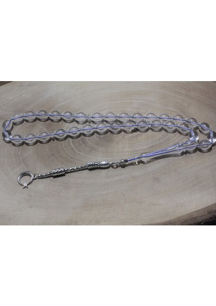 Tek Püskül Ay Yıldız Uçlu Arpa Kesim 8 mm Akrilik Kehribar Benzetmesi Polonya Kehribar Tespih Tesbih Rdt1284