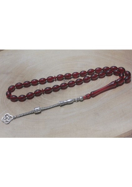 Tek Püskül Kazaz Uçlu Arpa Kesim 6 mm Akrilik Kehribar Benzetmesi Polonya Kehribar Tespih Tesbih Rdt1268