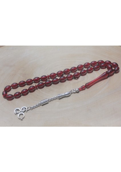 Tek Püskül Üç Hilal Uçlu Arpa Kesim 6 mm Akrilik Kehribar Benzetmesi Polonya Kehribar Tespih Tesbih Rdt1266