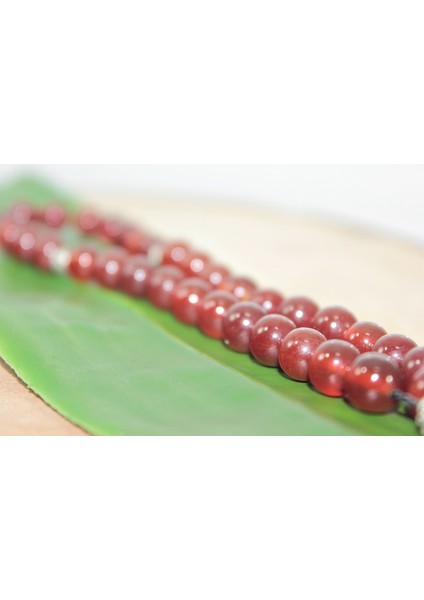 Tek Püskül Üç Hilal Uçlu Küre Kesim 8 mm Tesbih Kırmızı Akik Tespih Rdt2110 modelleri