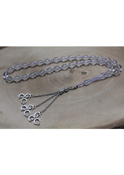 Üç Püskül Üç Hilala Uçlu Arpa Kesim 8 mm Akrilik Kehribar Benzetmesi Polonya Kehribar Tespih Tesbih Rdt1294