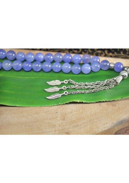 Üç Püskül Yaprak Uçlu Küre Kesim 8 mm Tesbih Dumanlı Mor Akik Tespih Rdt2248 fiyatları