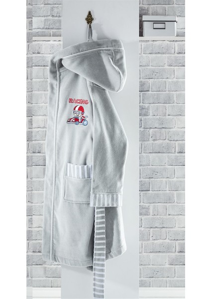 Organik Pamuk 3-4 Yaş Çocuk Bornoz - Racer Gri