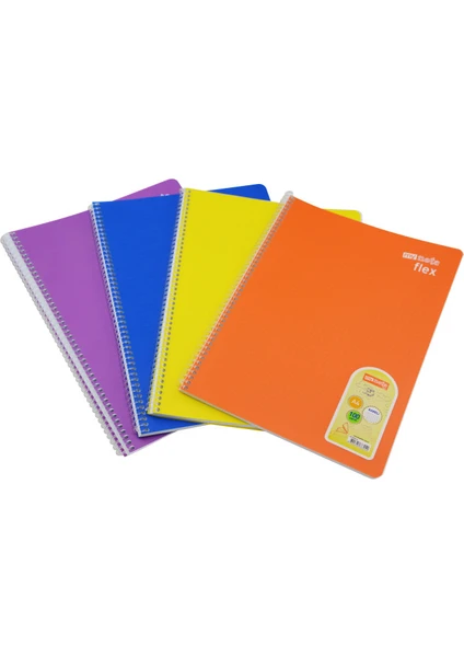 Flex Spiralli PP Defter A4 100 Yaprak Kareli