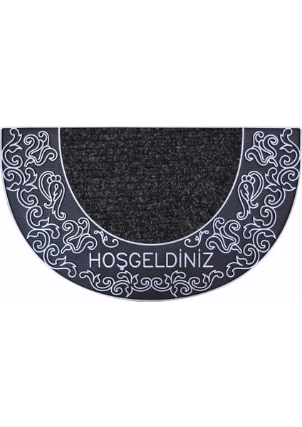 Olunca Sultan Kapı Önü Paspas Yarımay Halılı 40x70 cm Gümüş