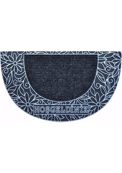 Olunca Buket Kapı Önü Paspas Yarımay Halılı 40x70 cm Gümüş
