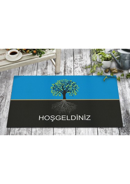 Olunca Hoşgeldiniz Ağaç Tasarım Kapı Önü ve Ev İçi Paspas 45x75 cm