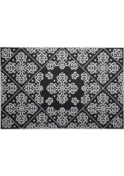 Olunca Floral Barok Kapı Önü Paspas 45x70 cm Gümüş