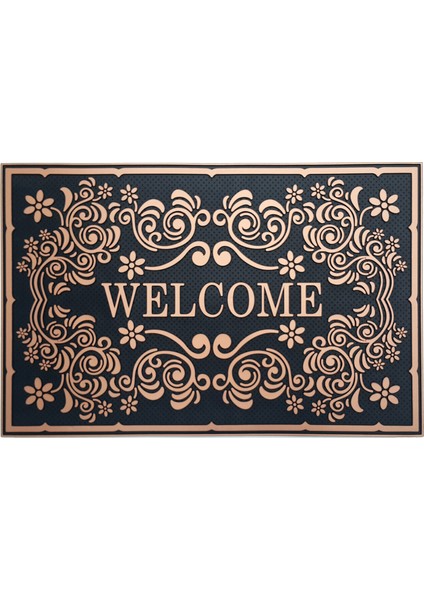 Olunca Welcome Barok Kapı Önü Paspas 45x70 cm Bronz