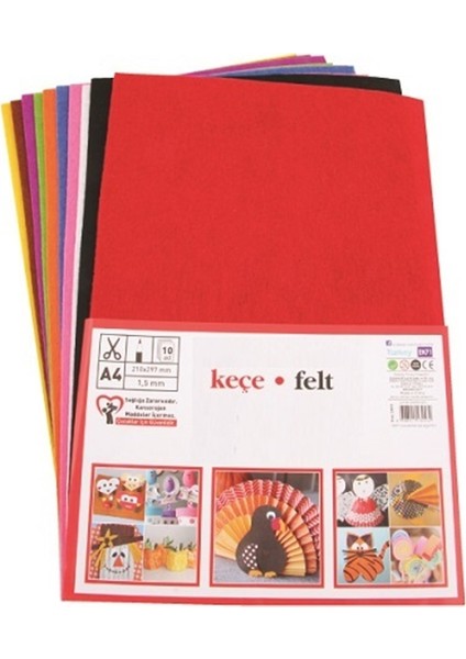 Keçe 20x30 cm 10 Renk