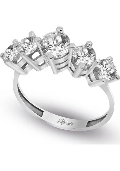 Beyaz Beştaş Altın Yüzük 14 Ayar