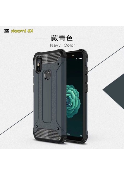 Xiaomi Mi 6X Kılıf Çift Katman Zırh Koruma Tank Arka Kapak - Siyah