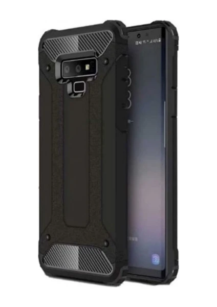 Case 4U Samsung Galaxy Note 9 Kılıf Çift Katman Zırh Koruma Tank Arka Kapak - Siyah