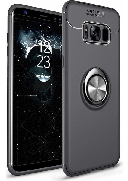 Case 4U Samsung Galaxy S8 Kılıf Yüzüklü Darbeye Dayanıklı (Mıknatıslı Araç Tutucu Uyumlu) Siyah