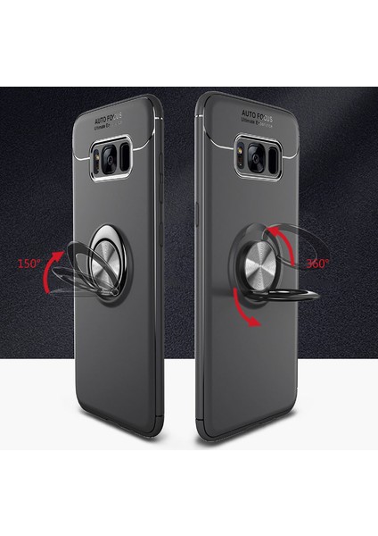 Case 4U Samsung Galaxy S8 Kılıf Yüzüklü Darbeye Dayanıklı (Mıknatıslı Araç Tutucu Uyumlu) Siyah