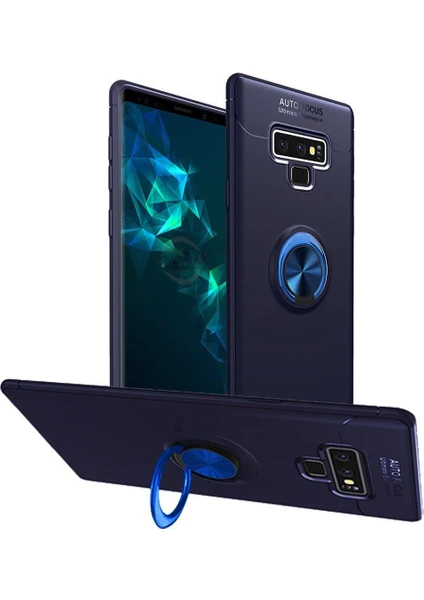 Case 4U Samsung Galaxy Note 9 Uyumlu Kılıf Yüzüklü Darbeye Dayanıklı (Mıknatıslı Araç Tutucu Uyumlu) Lacivert