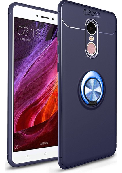 Case 4U Xiaomi Redmi Note 4X Kılıf Yüzüklü Darbeye Dayanıklı (Mıknatıslı Araç Tutucu Uyumlu) Lacivert