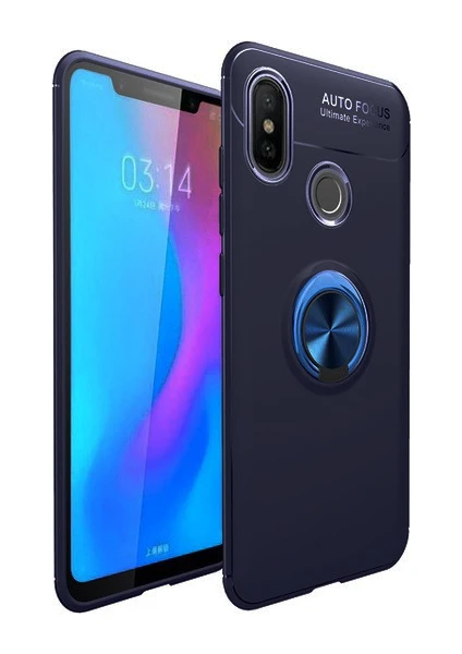 Case 4U Xiaomi Mi 8 SE Kılıf Yüzüklü Darbeye Dayanıklı (Mıknatıslı Araç Tutucu Uyumlu) Lacivert